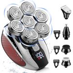 Head Shavers for Bald Men 7D, 5 in 1 Electric Shavers for Men Bald Head Rechargeable Bald Shavers for Men Waterproof Men's Rotary Shavers Grooming Kit with LED Display