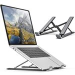 Portable Laptop Stand Foldable Adjustable Laptop Stand Holder Universal Ergonomic Aluminium Alloy Travel Mini Ventilated Notebook Stand for Macbook Notebook Computer PC iPad Tablet with Flannelette Bag