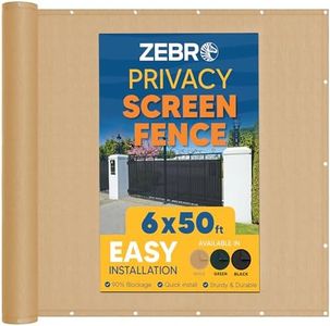 Privacy Screen Backyard Fence Covering (6' x 50') Beige - Outdoor Privacy Fence Screen Compatible with Chain Link, Metal, Wood Panels or Plastic Fencing - Shade & Wind Privacy Wall - Zebro