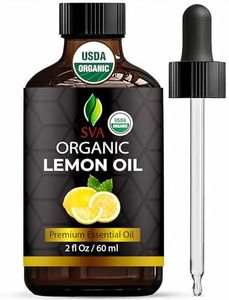SVA Lemon Essential Oil Organic – 2 Fl Oz – 100% Natural Organic Lemon Oil - for Diffuser, Hair, Face, Skin Care, Aromatherapy, Scalp and Body Massage, Soap and Candle Making - with Dropper