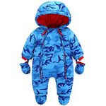 JiAmy Baby Boys Winter Hooded Romper Snowsuit with Gloves Booties Cotton Jumpsuit Outfits 18-24 Months