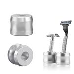 Linkidea 2 Pack Safety Razor Stand, Opening Dia 0.7" (18.5mm) Men's Shaving Stand for Bathroom Countertops, Compatible with Gillette Mach 3 (Silver)