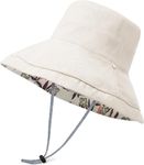 MESU Women Bucket Hat UV Sun Protection Wide Brim Fishing Cap Foldable Floppy Sun Hat, Reversible Double-Side Wear Beige