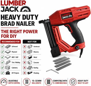 Lumberjack Electric Brad Nailer Stapler – Heavy Duty for Carpentry & Upholstery, Includes Staples & Nails