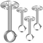 SEGNAYEN Ceiling Curtain Pole Brackets, 32mm 1 1/4 Inch Curtain Pole Holder Silver Heavy Duty Metal Curtain Rail Bracket Wardrobe Closet Rod Supports Hanger for Window Shower Drapery, 4 Pack