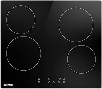 Devanti Ceramic Cooktop, 4 Burners Zones Portable Cooktops Cookware Cooker Super Powerful Electric Stove Hot Plate Home Kitchen Appliances, 6000W Touch Control 9 Level Power Adjustment Black