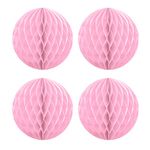 Rozi Decoration Beautiful Pink Honeycomb Party Balls Hanging Decor Anniversary Baby Shower Wedding Birthday Party Home Decoration Pack of 4