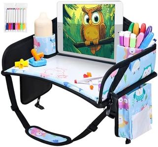 WENRENER Kids Travel Tray, Travel Tray for Kids Car Seat, Toddler Car Seat Lap Tray, Carseat Tray for Kids Travel, Carseat Table Tray for Kids Travel Activities (Blue)