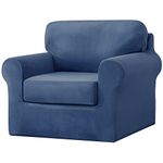 MINGPINHUIUS Armchair Covers 1 Seater 3 Piece Set - Super Soft Thick Stretch Velvet Sofa Slipcovers Armchair Cover with Separate 1 Backrest Cover and 1 Seat Cushion Cover for Living Room