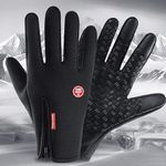 DreamPalace India Winter Gloves for Men & Women, Cold Weather Warm Gloves with Touchscreen, Freezer Work Gloves for Running Cycling, Hiking, Working, Driving Zipper Gloves (Black)