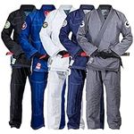 Gold BJJ Jiu Jitsu Gi - Aeroweave Ultra Lightweight Gi - Preshrunk Brazilian Jiu Jitsu Uniform for Men (Grey, A1L)