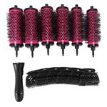 Clickinline 6pcs/set 3 Sizes Detachable Handle Hair Roller Brush with Positioning Clips Aluminum Ceramic Barrel Curler Comb Hairdresser