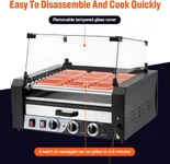 Garvee Hot Dog Roller with Warming Drawer, 11 Rollers 30 Hot Dog Capacity, 1850 Watt Stainless Steel Sausage Grill with Dual Temperature Control Removable Drip Tray and Glass Cover for Parties