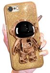 Buleens for iPhone 6 Case iPhone 6s Case Astronaut, Clear Cases with Glitter Paper & Spaceman Stand, Women Girls Cute Electroplated Sparkly Space Phone Cover for iPhone 6 6s Case Golden