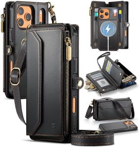 Strapurs for iPhone 17 Pro Max Detachable Wallet Case Compatible with Magsafe, RFID Blocking 9-Card Holder Zipper Strap Lanyard PU Leather Magnetic Phone Case for iPhone 17 Pro Max 6.9", Black