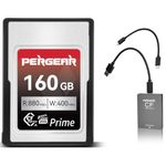 Pergear Professional 160GB CFexpress Type A Memory Card, VPG200 Up to 880MB/s Read Speed & 400MB/s Write Speed for 4K 120P,8K 30P Recording, with Card Reader (160GB+ Card Reader)