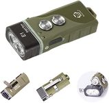 RovyVon E1 Hybrid Battery EDC Flashlight, Max 700 Lumen with Dual LED 6500K Cool White, Pocket Size USB-C Rechargeable Keychain Flashlight, Dual Power by Built-in Li-po/Replaceable AAA(ArmyGreen)