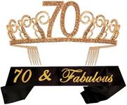70th Birthday Gold Tiara and Sash, 