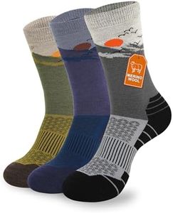 Pioneer Camp Merino Wool Hiking Socks for Men & Women Cozy Running Socks Cushioned Breathable Athletic Work Hunting - 3 Pairs