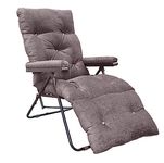 Spacecrafts Recliner Folding Easy Chair | 5 Adjustable Postions | Cushioning | Portable & Space Saving Easy Chair For Home Relax Old Age | Grey - Mild Steel Tubular