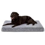 PELZIN Stoutwool 10cm Chew Proof Dog Bed - Orthopedic Chew Resistant Dog Crate Pad - Fluffy Kennel Mat for Aggressive Chewers - Ideal for Large Breeds & Fits L 109cm Crate - 104x69x10cm, Charcoal