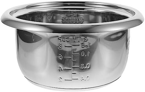 Mikinona Rice Cooker Liner Rice Cooker 2 Cup Cooker Removable Container Rice Maker Inner Pot Stainless Steel Wok Nonstick Cookware Instant Rice Cooker Kitchen Accessory Inner Cooking Pots