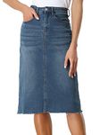 Allegra K Women's Casual Jean Skirt High Waist Back Vent Short Denim Skirts Blue 16