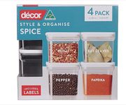 Décor Pantry Style and Organise Spice Jar Set, 310 ml Capacity (Pack of 4)