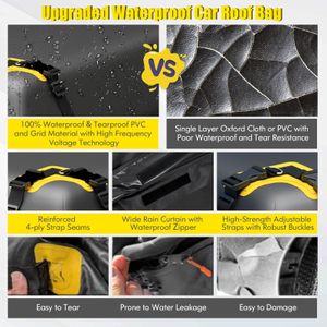COSTWAY Car Roof Bag, 15 Cu Ft Waterproof Cargo Carrier – Black with Lock & Straps
