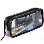 Zamasha Clear Pencil Case Black | 22x4x9 cm Stylish, Practical and Transparent Pencil Case | Versatile Storage for Stationery, Toiletries, Makeup, Travel & Office Supplies