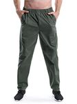 Aeslech Men's Lightweight Pull On Casual Smart Work Trousers Elasticated Waist Dark Grey 44