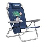 Oversize Backpack Beach & Camping Chair - 5 Reclining Positions, Cooler, Pillow, Cup Holder - Supports up to 300 lbs (Blue)