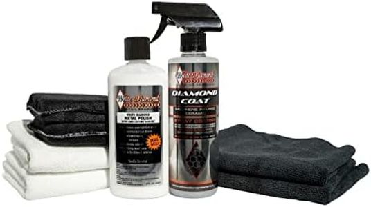 White Diamond Mirror Finish Polishing Pack - Long Lasting Metal Polish & Sealant, Diamond Coat Graphene Ceramic Spray, 2 Microfiber Towels, 2 Polyester Application Pads, 2 Terry Clothes
