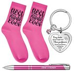 Tenare 4 Pcs Auntie Socks Christmas Gifts Set Never Forget That I Love You Auntie Key Ring Thank You Auntie Auntie Pen from Niece Nephew Keychain with Greeting Card Christmas Birthday Presents