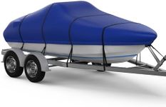 RVMasking 1200D Full Heavy Duty Boat Cover, 20-22ft Waterproof Trailerable Heavy Duty Marine Grade Bass Boat Cover, Fits Tri-Hull, V-Hull, Runabout, Fishing Boat, Blue