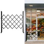 DEVALLEY 65.35"/W X 48.035"/H Folding Security Gate,Single Folding Door Gate,Flexible Expanding Security Gate,Mobile Barricade Safety Barrier,Galvanized Steel Door Barricade Gate with 360° Wheels