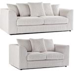 3+2 Seater Sofa - Jumbo Cord Sofas for Living Room with Thick Luxury Non slip fixed seating Cushions | Sectional Couches Lounge Sofa Cream