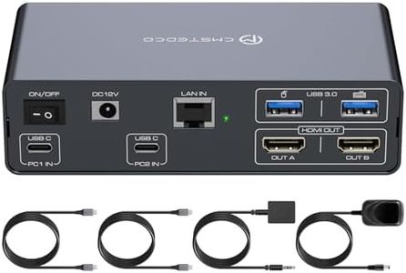 KVM Switch 2 Monitors 2 Computers Docking Station USB C KVM Switches HDMI 4K60Hz EDID Dual Monitor Switcher for Laptop and PC Share 13-in-1 Dock