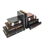 Bookends Vintage Decorative Book Organizer Wooden False Book Shelf Tidy Bookends for Office, Library or Study (311)