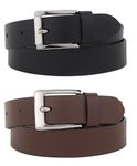 Zacharias Boy's Genuine Leather Belt for kids kb-009_Black & Brown (Pack of 2) (12-15- Years)