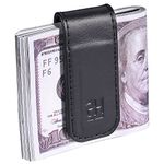 GH GOLD HORSE Men's Slim Magnetic Money Clip Genuine Leather Business Card Holder (Black)