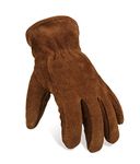 OZERO Winter Gloves for Men Women - Insulated Imitation Lambswool Cold Proof Thermal Leather Glove - Extra Grip Flexible Warm for Snowmobile Driving Snow Shoveling Wood Cutting (Brown, Large)