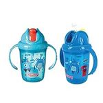 Nuby Flip N Sip Water Bottle - No Spill Sippy Cup | 240ml / 8oz | Twin Handle | Weighted Straw | Dishwasher Safe | Suitable Beaker for 6 Months Plus (Pack of 2), 048526890439