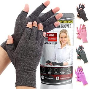 BLITZU Raynauds Gloves Fingerless Gloves for Men Compression Gloves for Arthritis Hand Brace for Arthritis Pain and Support Carpel Tunnel Relieve BLACK S