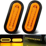 WahMOTOTin 2Pcs 6" inch Oval LED Trailer Boat Halo Parking Turn Signal Tail Lights Amber 52 LEDs w/Rubber Grommet Sealed Waterproof IP67 for Truck/RV/Van, DC 12V