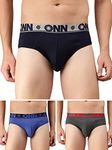 ONN Men's Cotton Briefs (Pack of 3) (ONN_STRETCH_AST_OS272_L_3PC_Assorted-Color and Print May Vary_L)