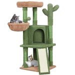 Yaheetech Cactus Cat Tree, Cute Cat Tower for Indoor Cats, Cat Scratching Post Multi-Level Cat Condo Climbing Tree w/Hanging Ball & Basket & Ramp, Cat Activity Centre Play House Furniture