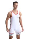 Viisendy Pro Men's Wrestling Singlets Athletic Supporters Sport Bodysuit Sleeveless Training Wrestling Leotards Weightlifting Jumpsuits White Black L