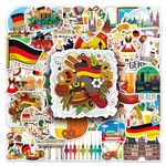 Germany Stickers 50 Pcs Vinyl Funny Germany Travel Sticker for Water Bottle Laptop Scrapbook Luggage Helmet Computer Skateboard Car Bike,Waterproof Cartoon Retro Stickers for Adults Girls Kids