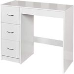 URBNLIVING 3 Drawer Wooden Bedroom Dressing Table (White Carcass + White Drawers)